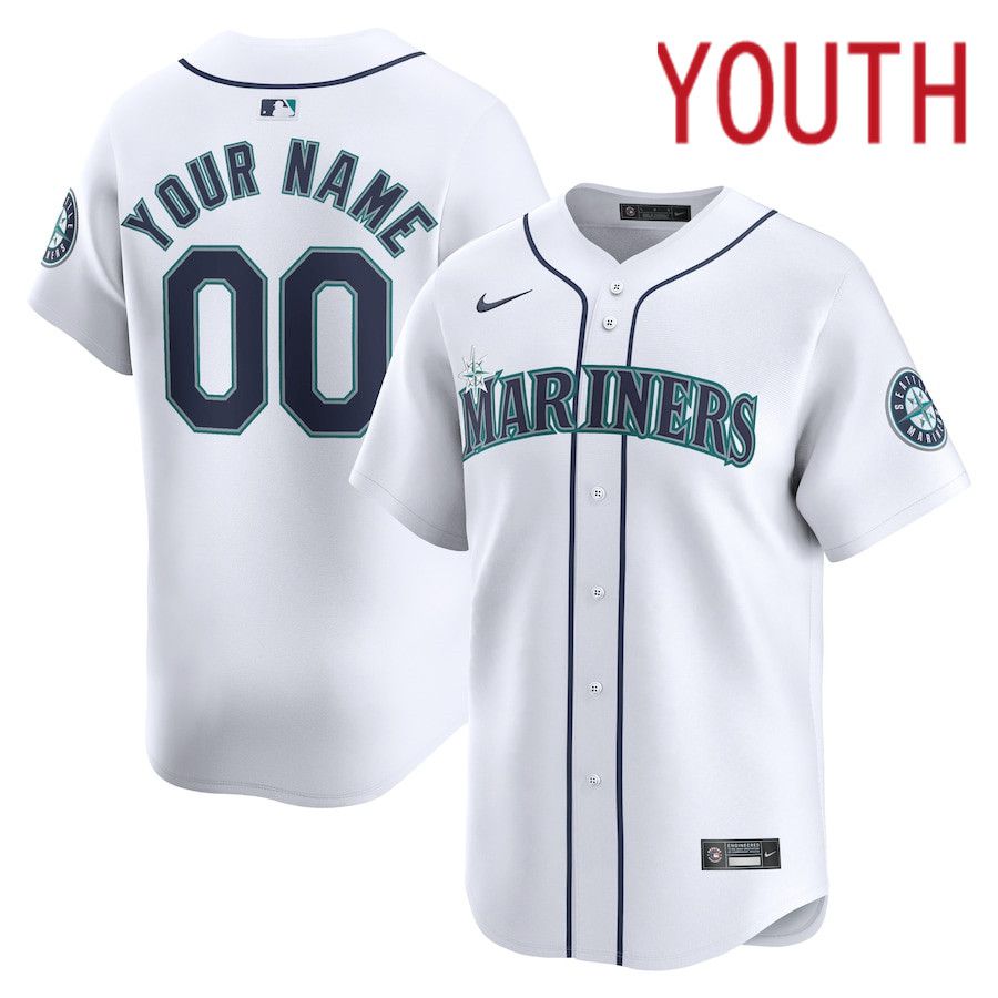 Youth Seattle Mariners Nike White Home Limited Custom MLB Jersey->customized mlb jersey->Custom Jersey